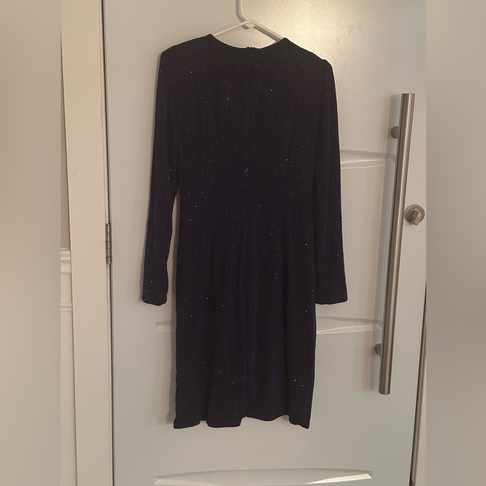Navy blue Glitter Wrap Dress - Picture 9 of 14